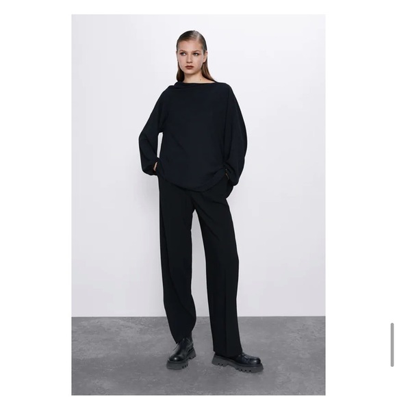 Zara Black Asymmetrical Draped Top - Picture 3 of 5